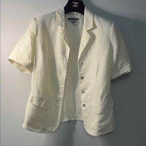 Jennifer Moore Petite Cream Linen Blazer
